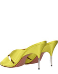 Amina Muaddi Green Satin Stiletto Heel Sandals