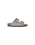 Birkenstock Gray Leather Flat Sandals