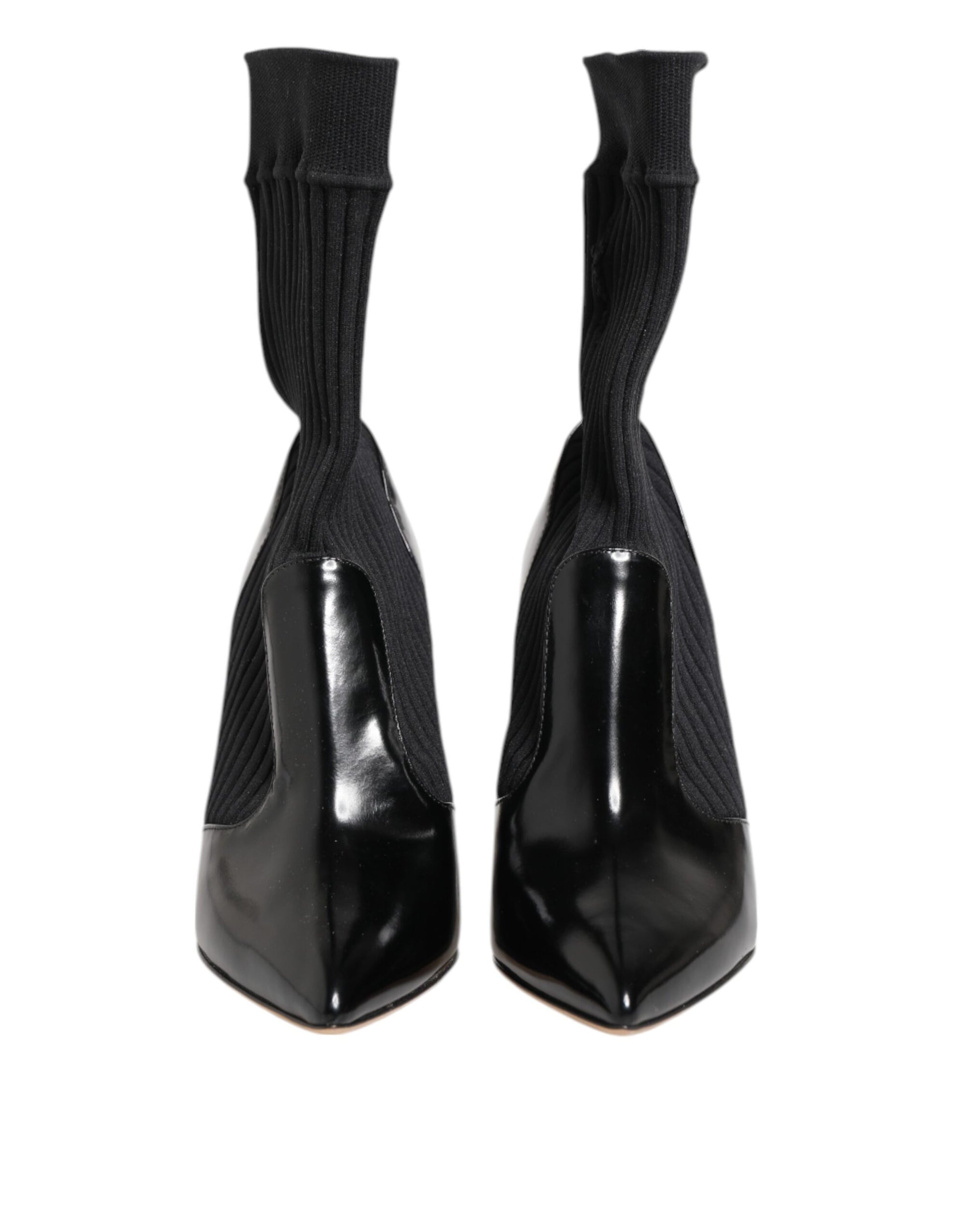 Dolce &amp; Gabbana Black Stretch Stilettos Booties Socks Shoes