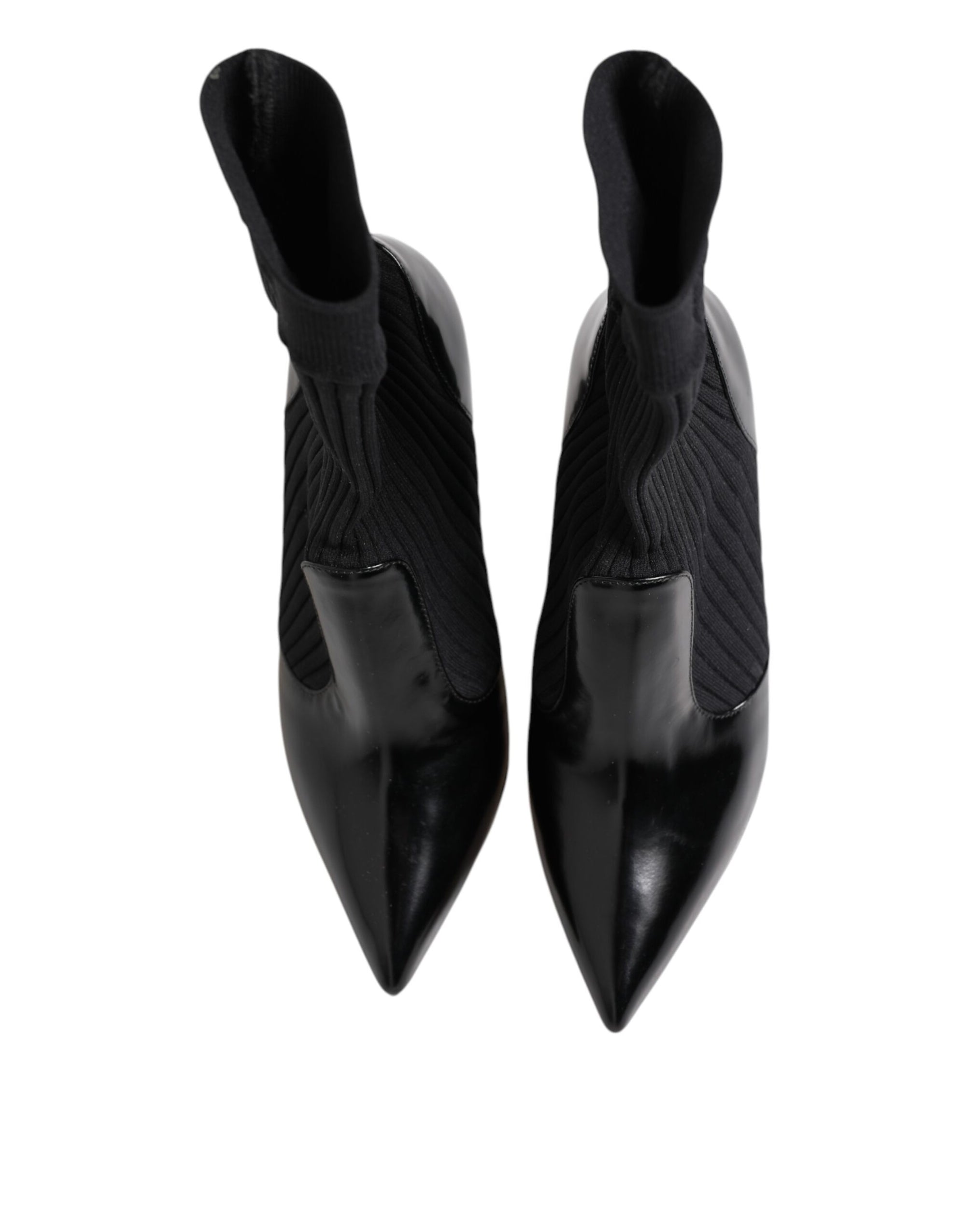 Dolce &amp; Gabbana Black Stretch Stilettos Booties Socks Shoes