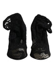 Dolce & Gabbana Black Lace Stretch Heels Mid Calf Boots Shoes