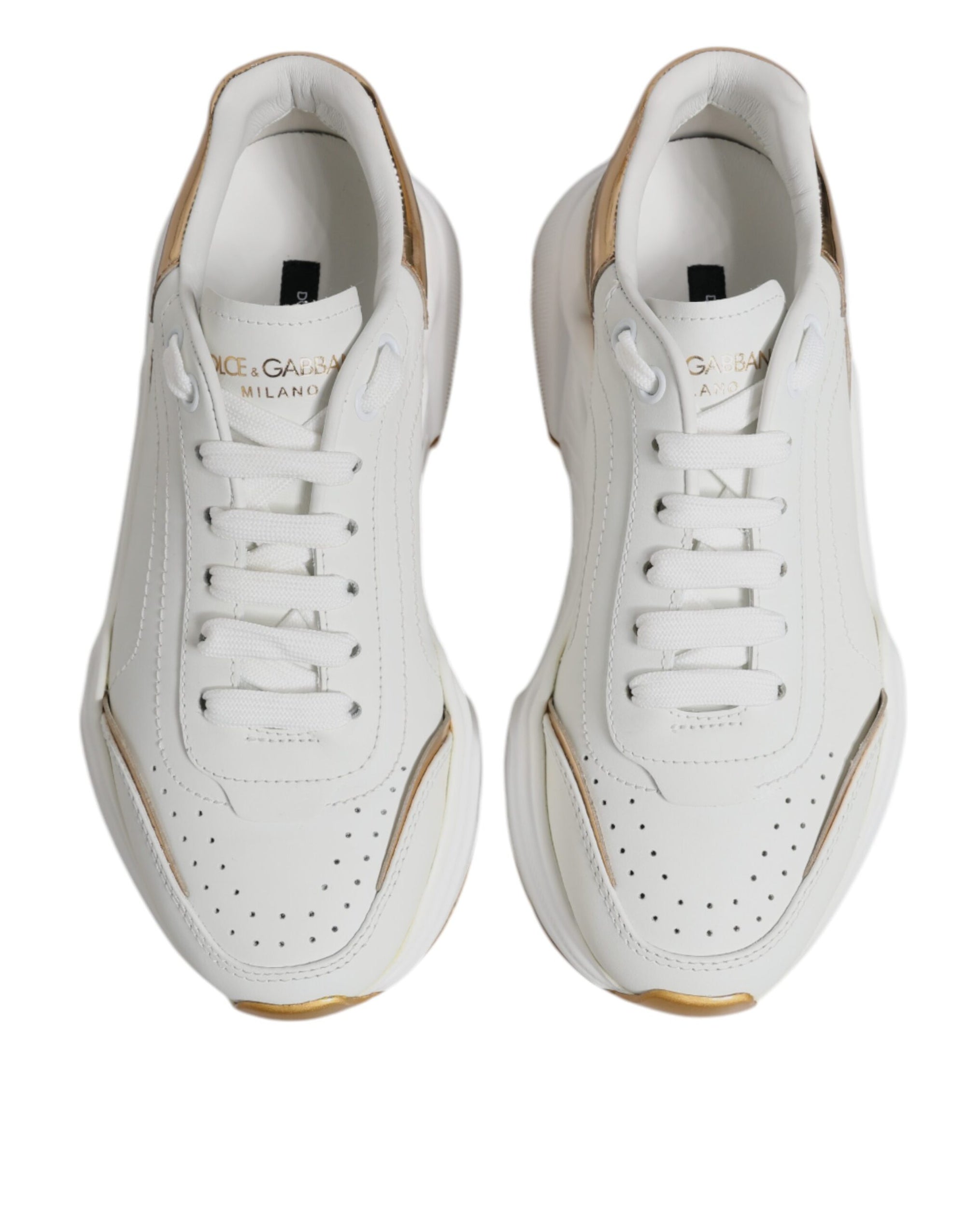 Dolce &amp; Gabbana White Gold Daymaster Low Top Sneakers Shoes