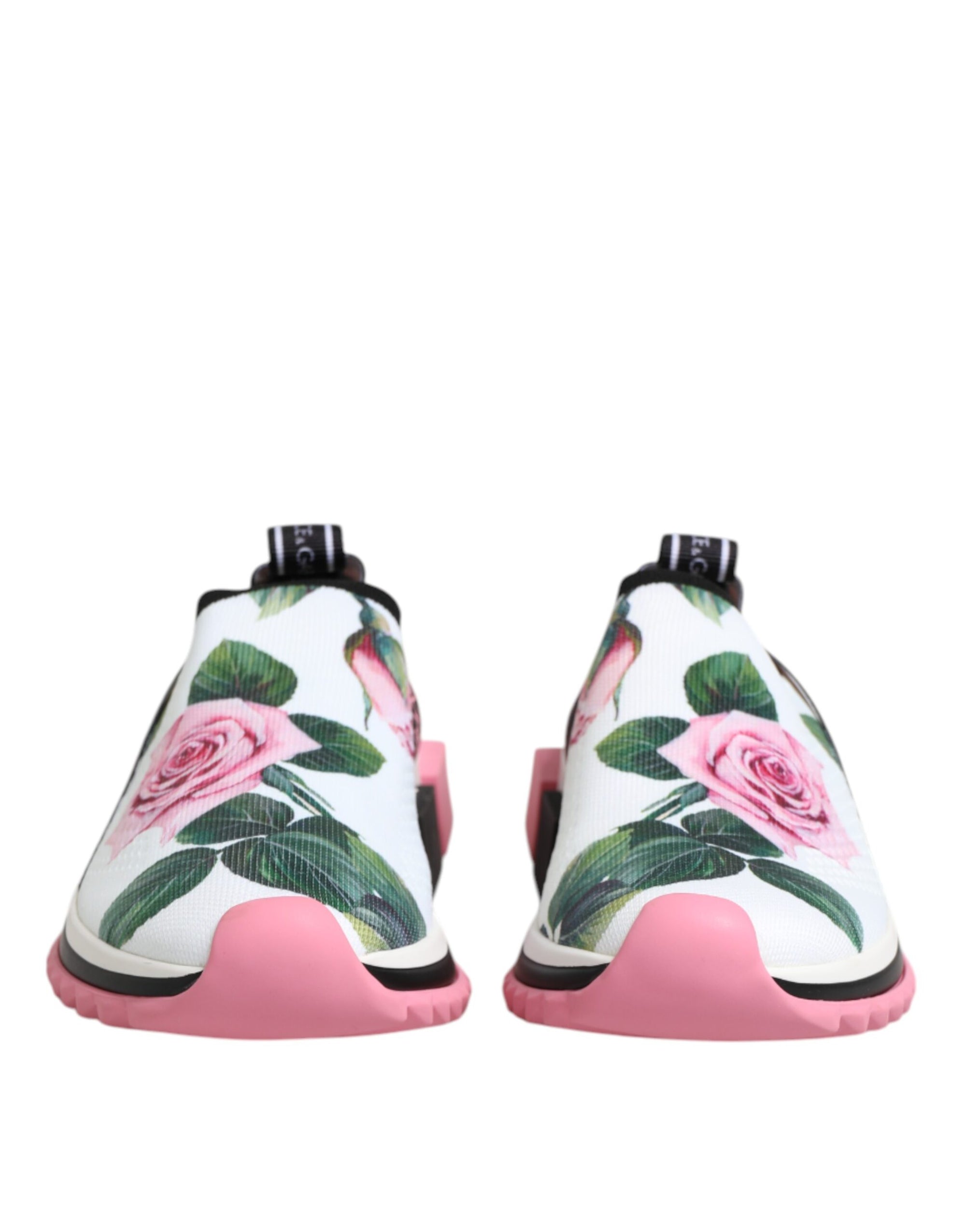 Dolce &amp; Gabbana White Rose Print Sorrento Sneakers Shoes