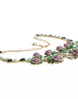 Dolce & Gabbana Gold Brass Link Chain Rose Petal Crystal Necklace