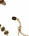 Dolce & Gabbana Gold Brass Link Chain Rose Petal Crystal Necklace