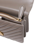 PINKO Grey Leather Love One Mini Shoulder Bag