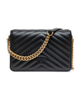 PINKO Black Leather Love Click Mini Shoulder Bag