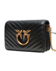 PINKO Black Leather Love Click Mini Shoulder Bag