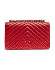 PINKO Red Leather Love One Mini Shoulder Bag