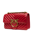 PINKO Red Leather Love One Mini Shoulder Bag