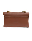 PINKO Brown Leather Love Boucle Riga Shoulder Bag