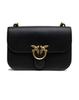 PINKO Black Leather Love Bell Classic Shoulder Bag