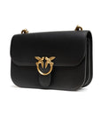 PINKO Black Leather Love Bell Classic Shoulder Bag