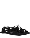 The Attico Black Leather Flat Sandals