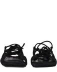 The Attico Black Leather Flat Sandals