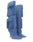 The Attico Light Blue Fabric Boots