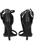 Max Mara Black Leather Stiletto Heel Sandals