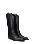 Off-White Black Leather High Heel Boots
