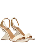 Off-White Beige Leather Platform Sandals