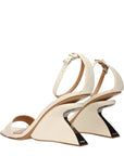 Off-White Beige Leather Platform Sandals