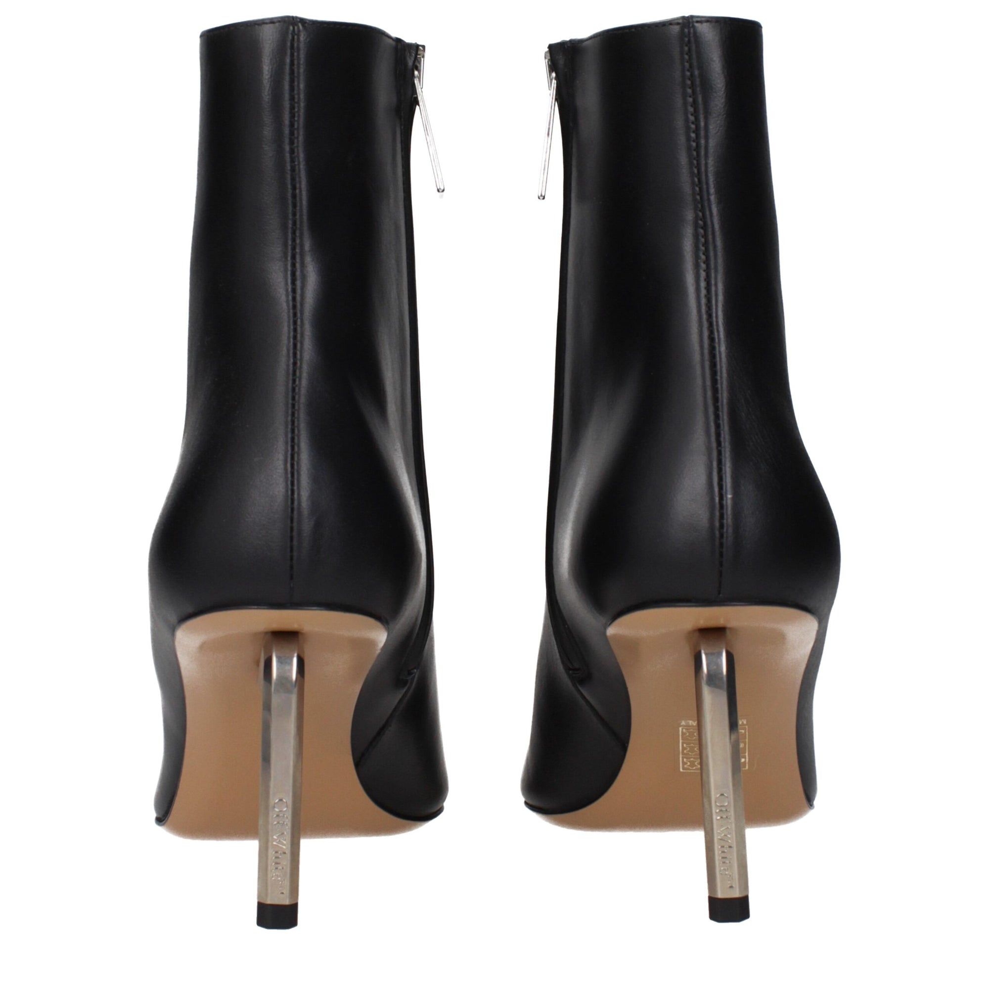 Off-White Black Leather Ankle Boots