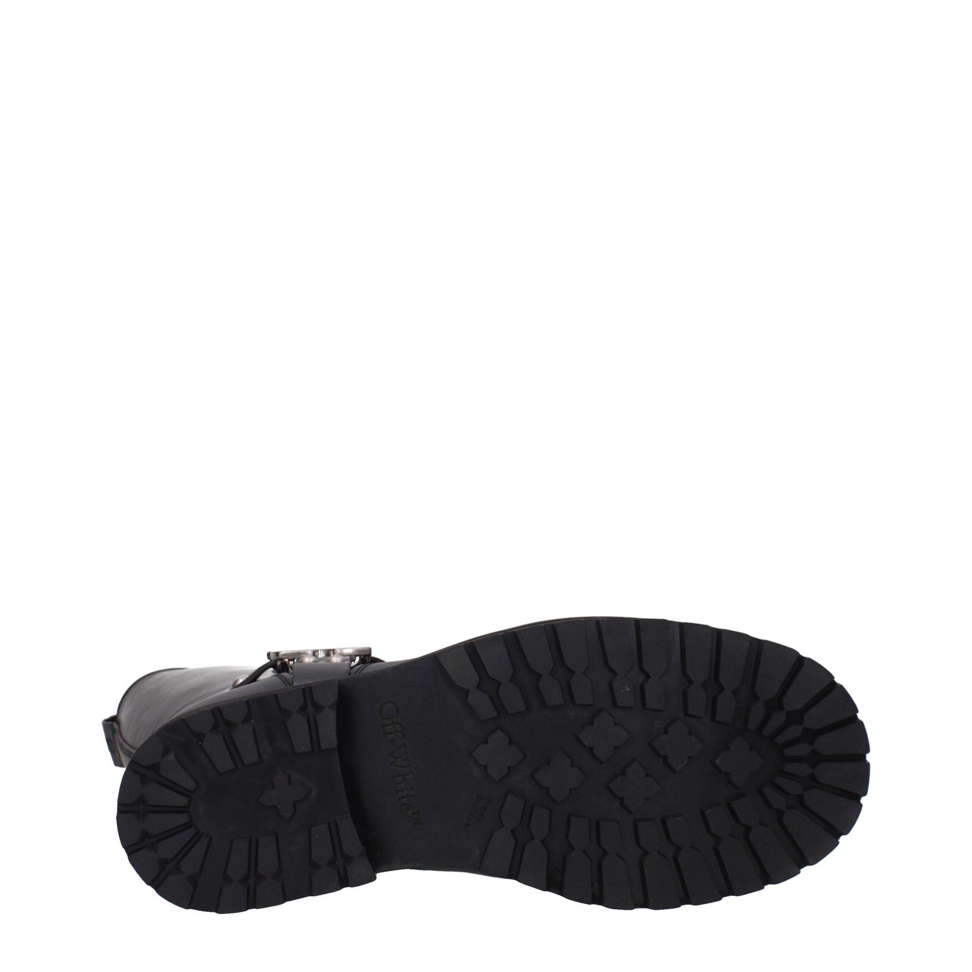 Off-White Black Leather Flat Boots
