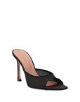 Amina Muaddi Black Nylon Stiletto Heel Sandals