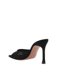 Amina Muaddi Black Nylon Stiletto Heel Sandals