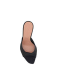 Amina Muaddi Black Nylon Stiletto Heel Sandals