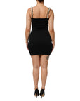 Dolce & Gabbana Black Faux Pearl Cotton Sheath Mini Dress