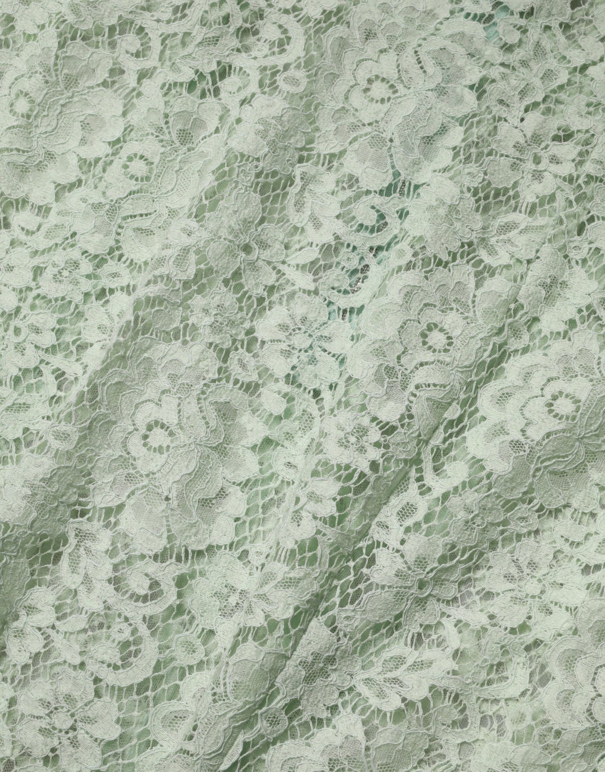 Dolce &amp; Gabbana Mint Green Floral Lace Trim Midi Dress