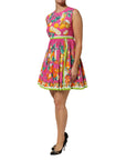 Dolce & Gabbana Pink Fruit Print A-line Mini Sleeveless Dress