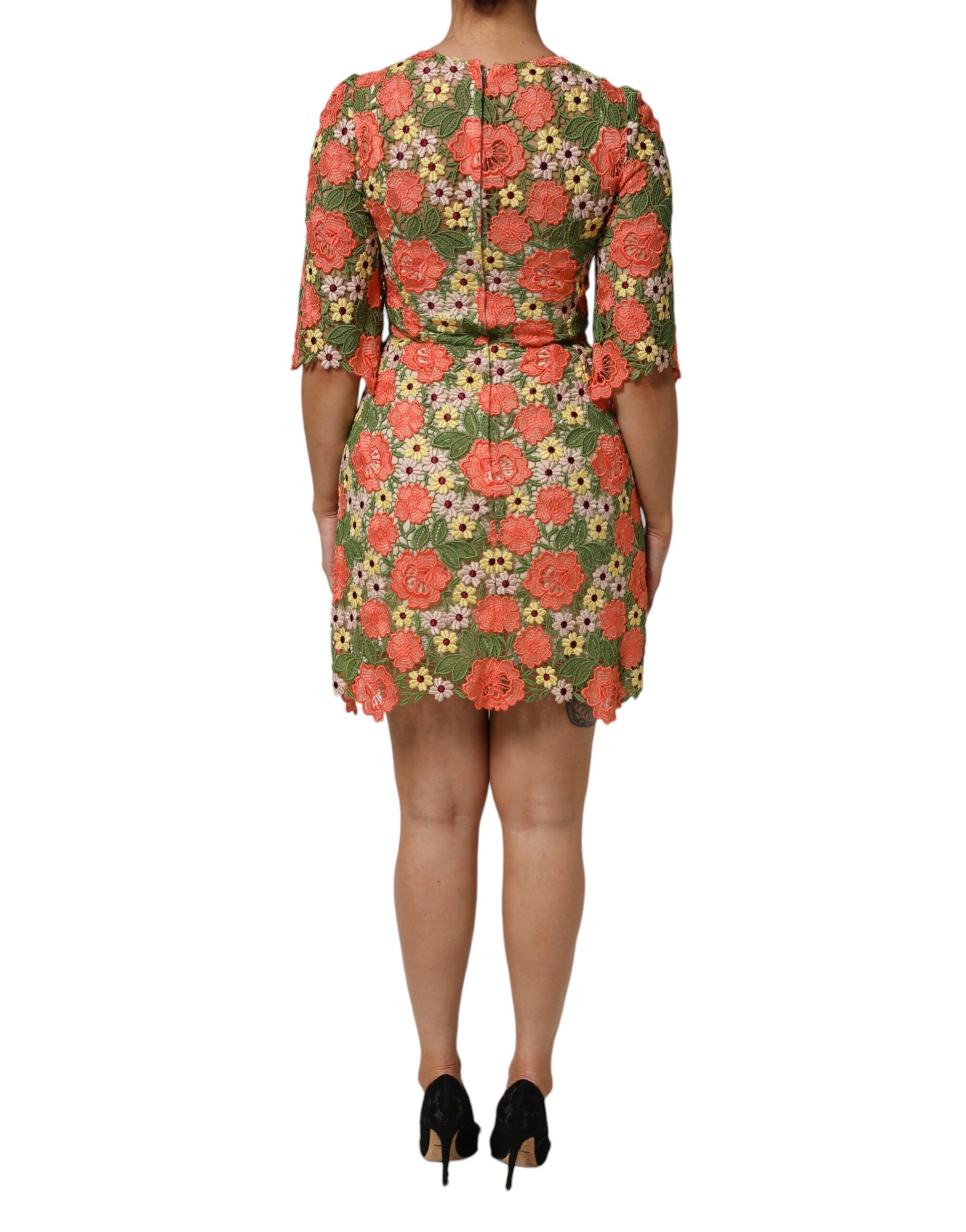 Dolce &amp; Gabbana Multicolor Floral Embroidery Aline Mini Dress