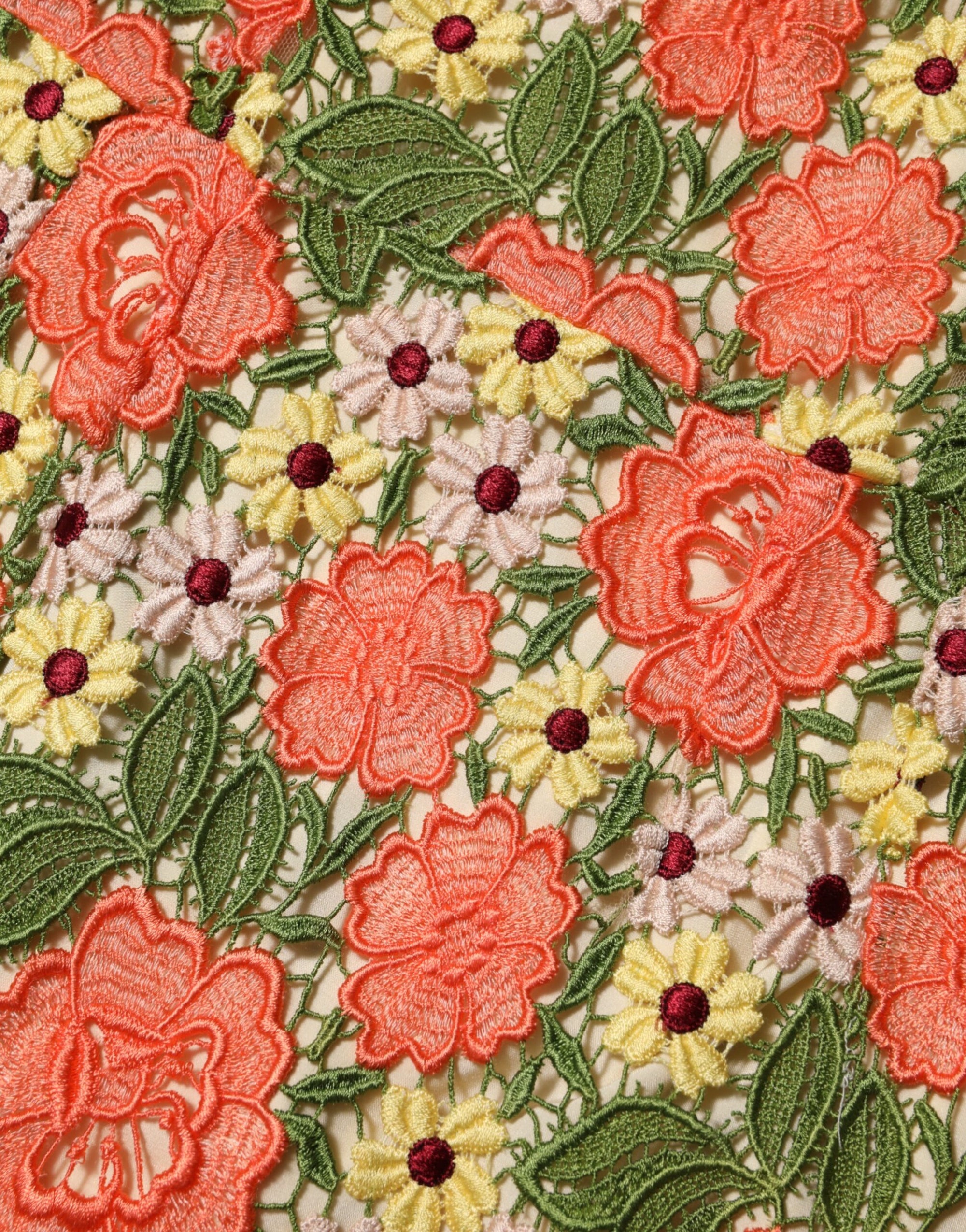 Dolce &amp; Gabbana Multicolor Floral Embroidery Aline Mini Dress