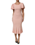 Dolce & Gabbana Pink Viscose Short Sleeves Sheath Midi Dress