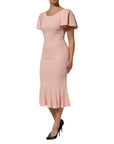 Dolce & Gabbana Pink Viscose Short Sleeves Sheath Midi Dress