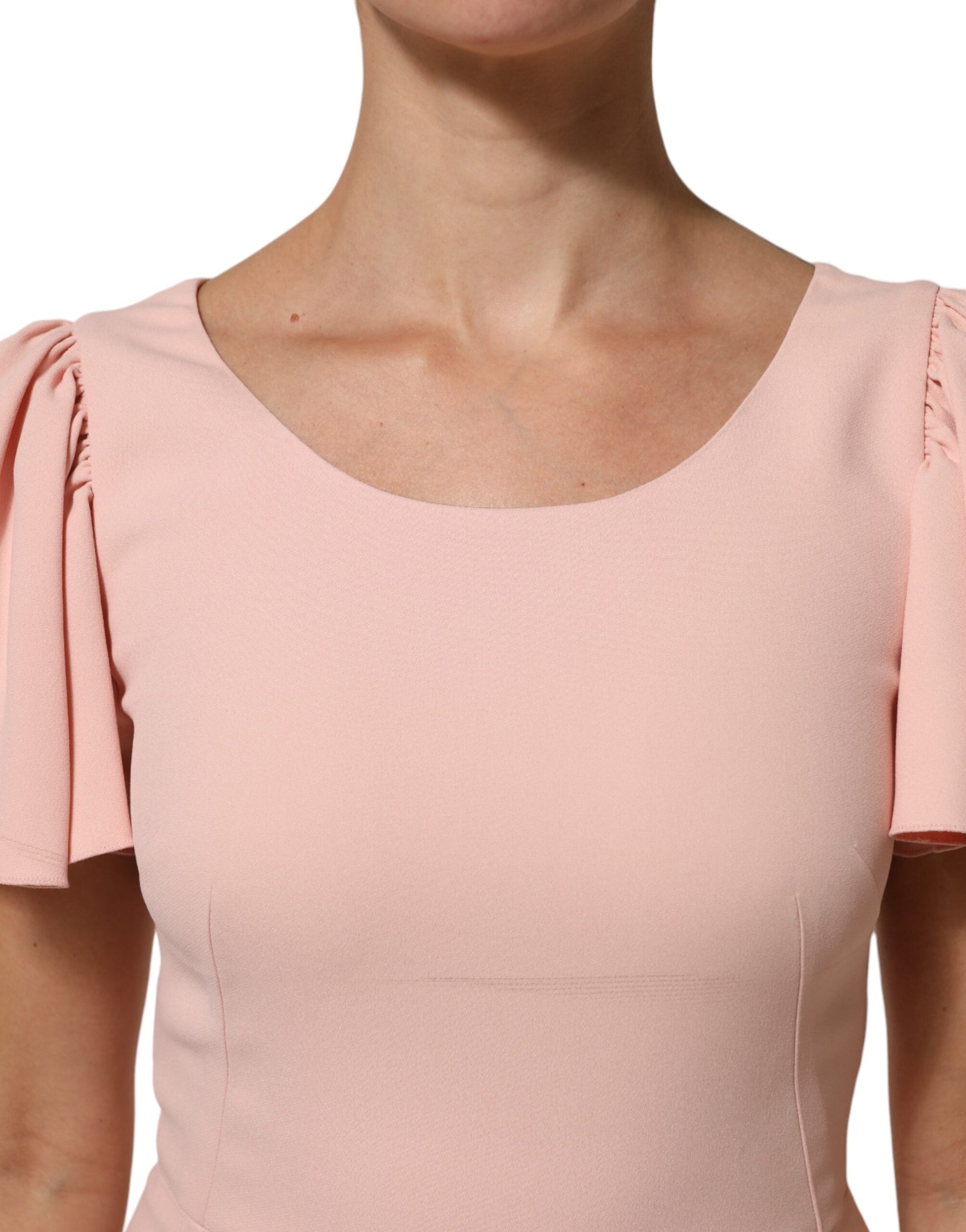 Dolce &amp; Gabbana Pink Viscose Short Sleeves Sheath Midi Dress