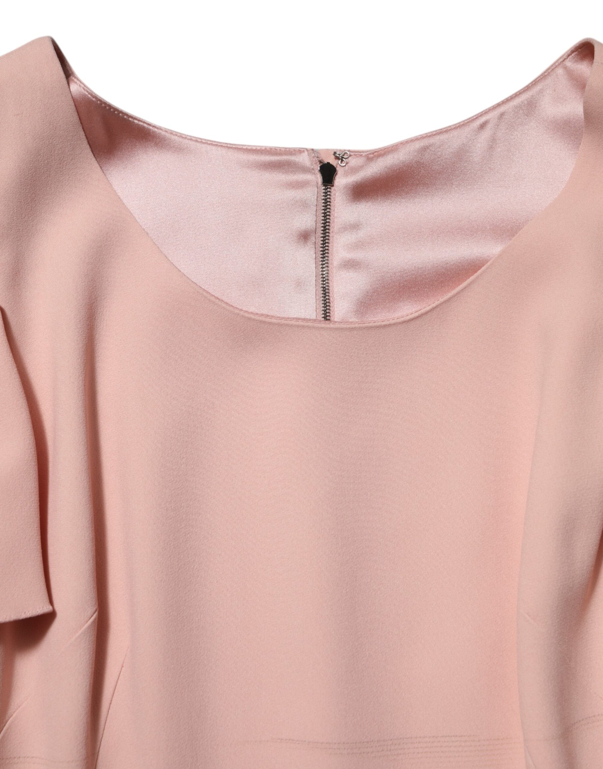Dolce &amp; Gabbana Pink Viscose Short Sleeves Sheath Midi Dress