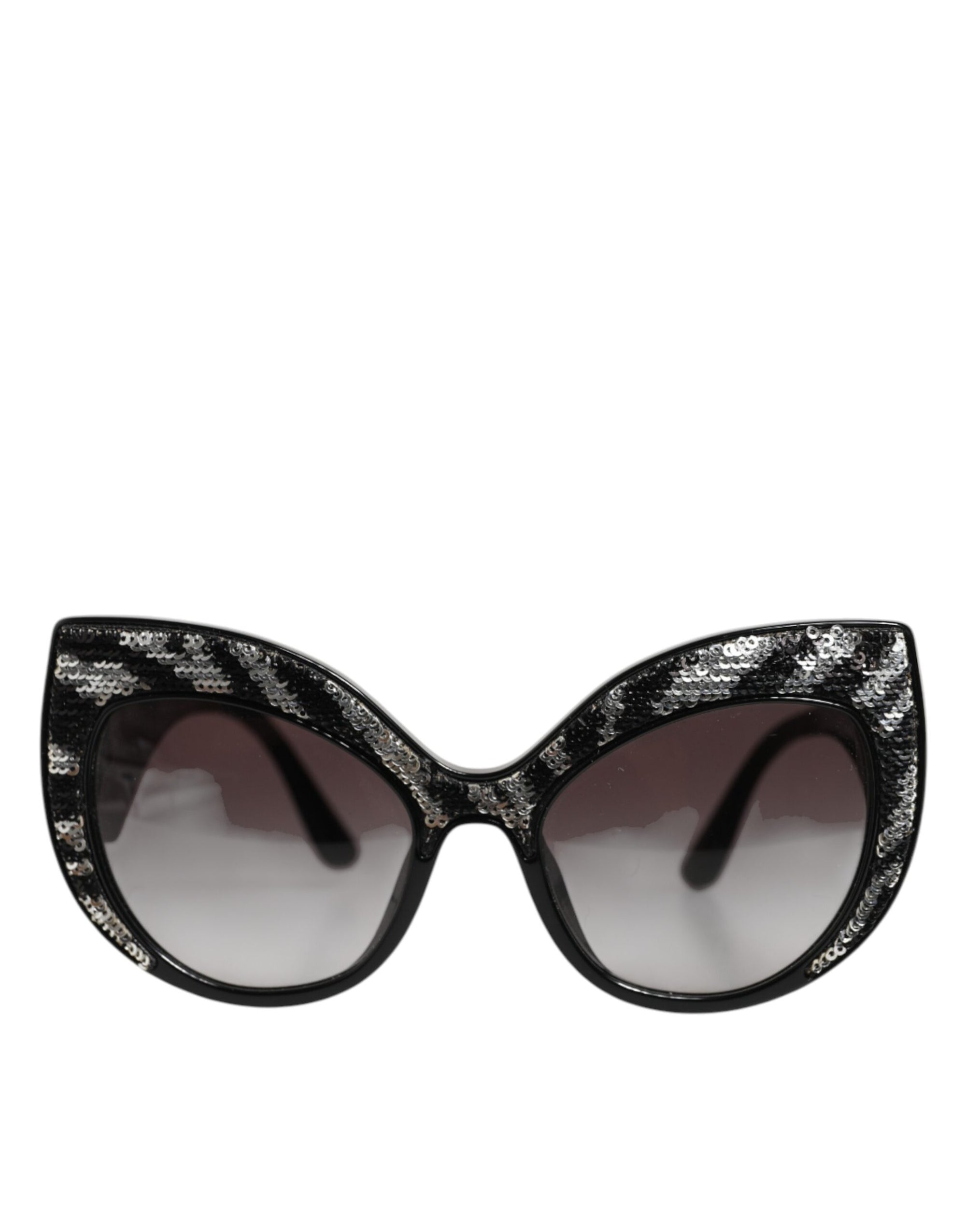 Dolce &amp; Gabbana Black Silver Sequin Butterfly Polarized Sunglasses