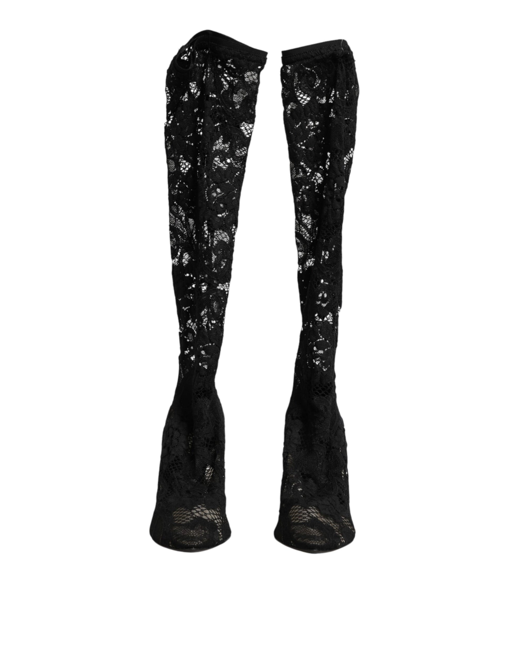 Dolce &amp; Gabbana Black Pumps Taormina Lace Socks Boots Shoes