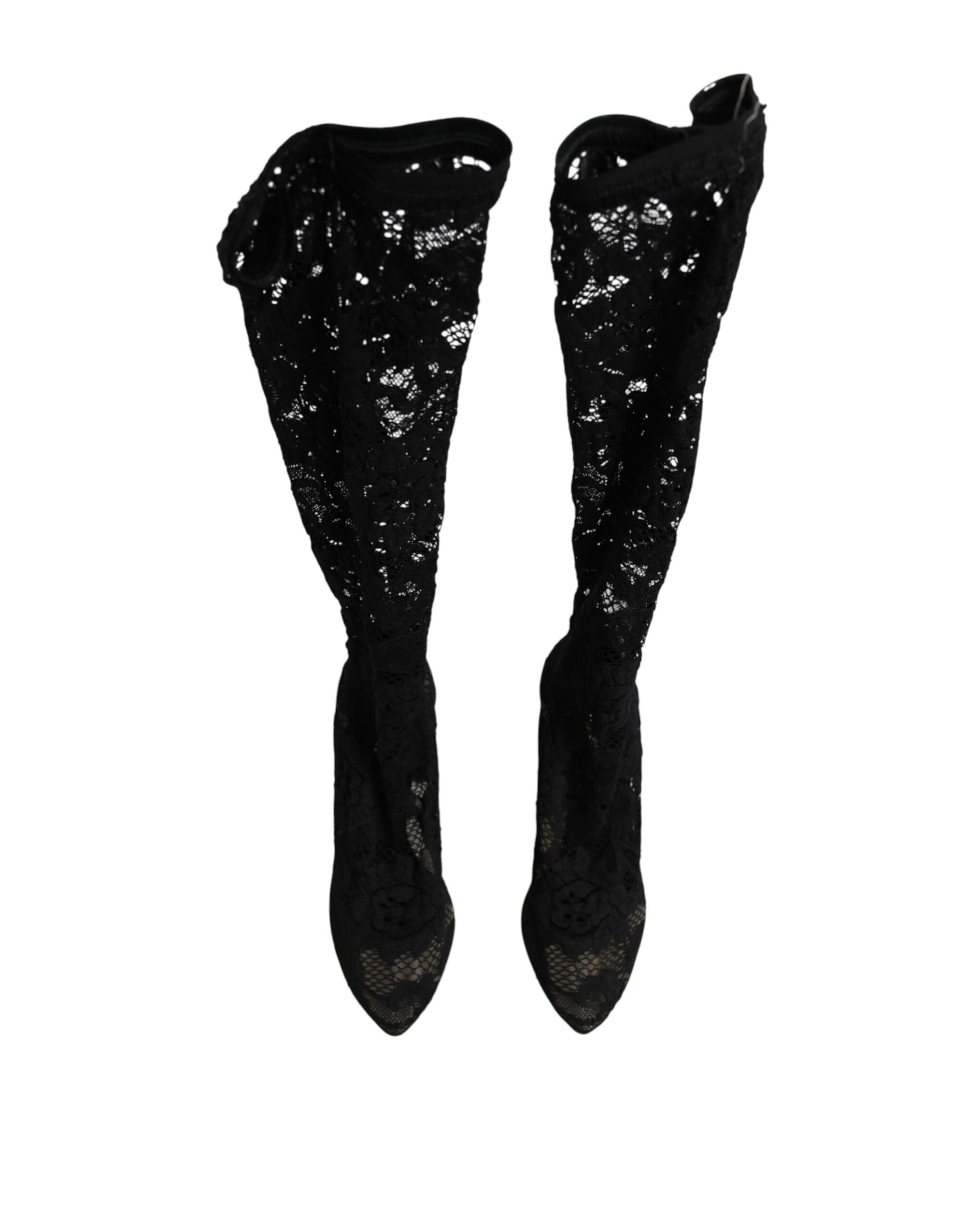 Dolce &amp; Gabbana Black Pumps Taormina Lace Socks Boots Shoes