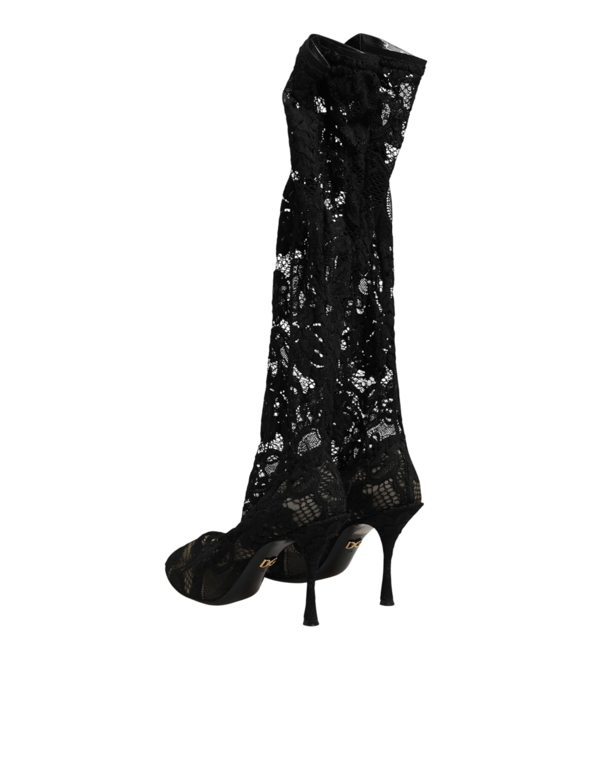 Dolce &amp; Gabbana Black Pumps Taormina Lace Socks Boots Shoes