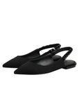 Dolce & Gabbana Black Crystal Charmeuse Slingback Shoes