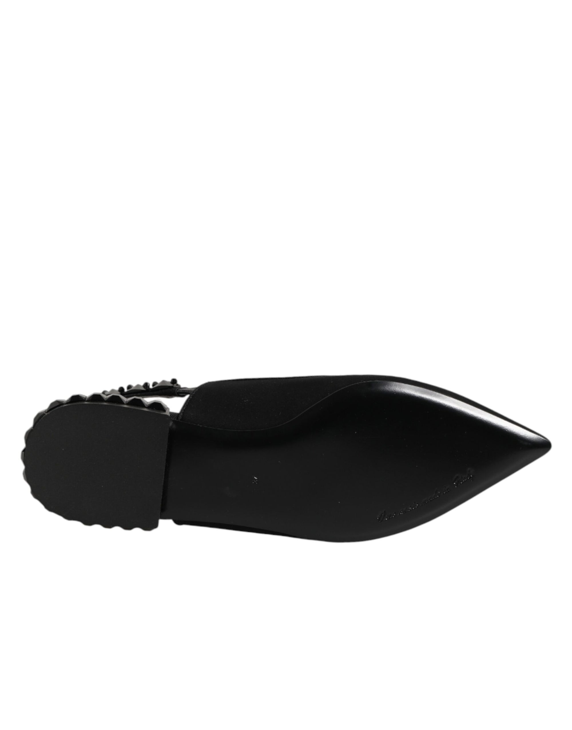 Dolce &amp; Gabbana Black Crystal Charmeuse Slingback Shoes