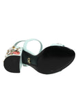 Dolce & Gabbana Mint Green Floral Studs Heels Sandals Shoes