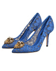 Dolce & Gabbana Blue Taormina Lace DEVOTION Pumps Shoes \