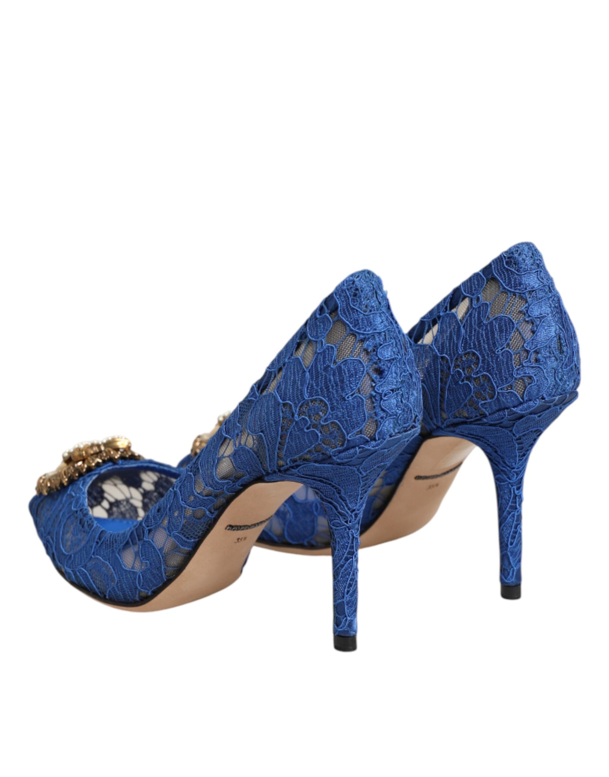 Dolce &amp; Gabbana Blue Taormina Lace DEVOTION Pumps Shoes \