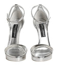 Dolce & Gabbana Silver Leather Platform Keira Sandals Shoes