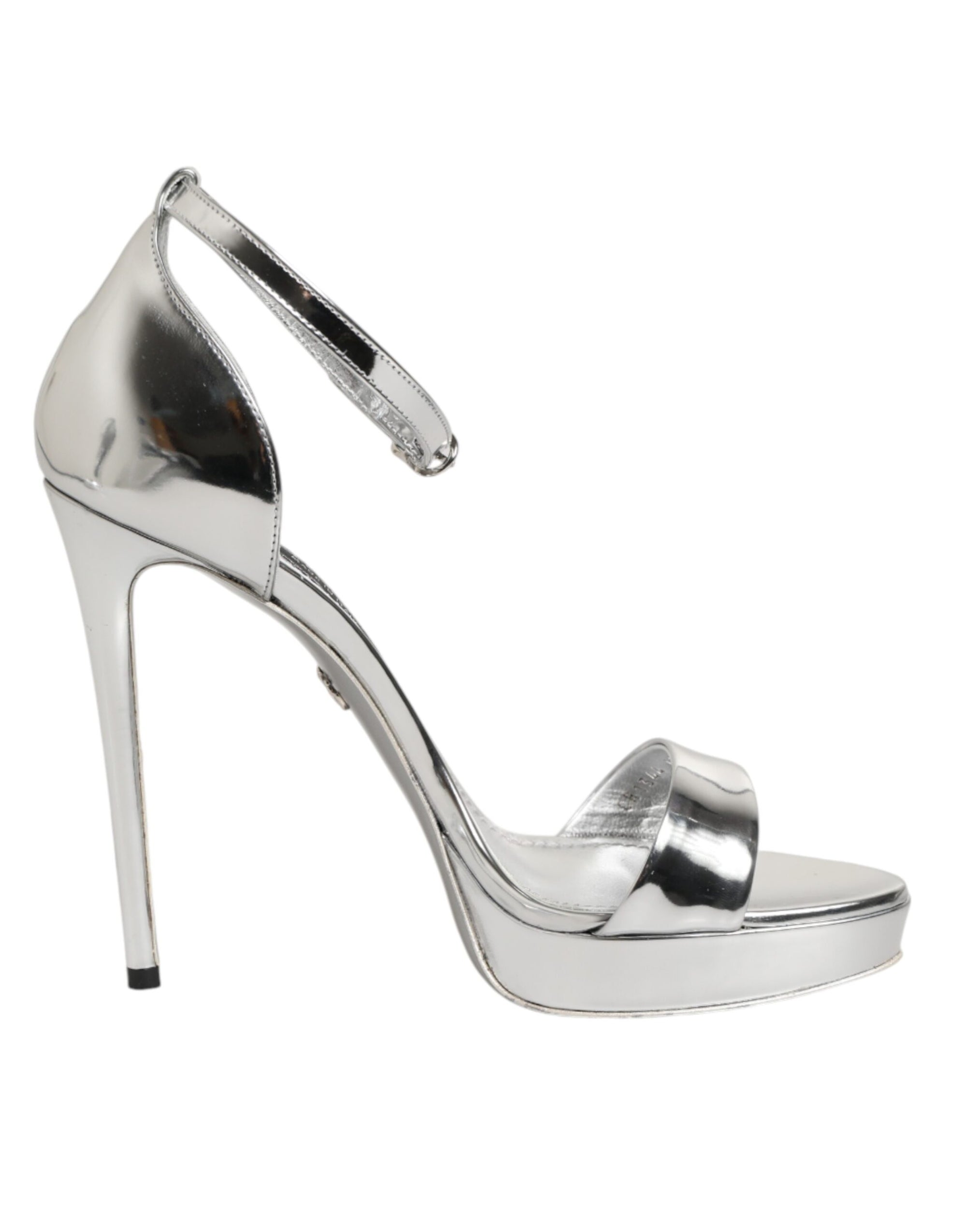 Dolce &amp; Gabbana Silver Leather Platform Keira Sandals Shoes