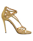 Dolce & Gabbana Gold Leather Keira Heels Sandals Shoes